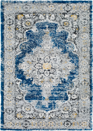 Surya Vintage Shag VTS-4105 Dark Blue Medium Gray Charcoal White Mustard Area Rug main image