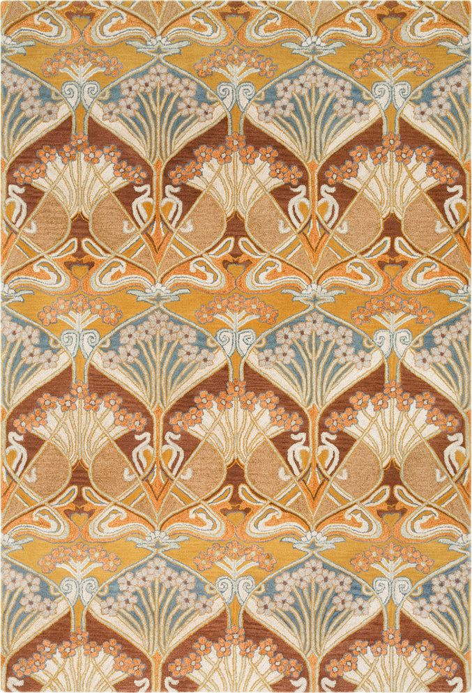 Surya Viva VVA-1009 Dark Brown Camel Taupe Sage Blue Area Rug main image