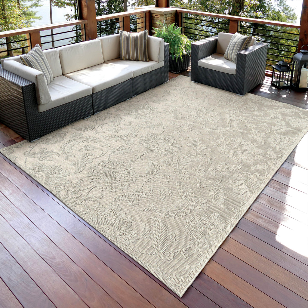 Orian Rugs Waterfront Vines of Texture Ivory Area Rug Room Scene Feature