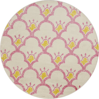 LR Resources Whimsical 81261 Cream/Pink Area Rug Round Image