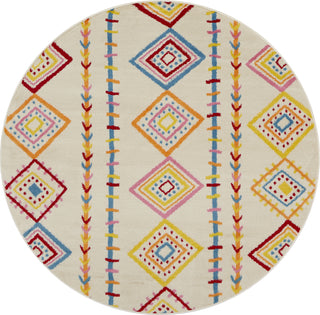 LR Resources Whimsical 81262 Cream/Orange Area Rug Round Image