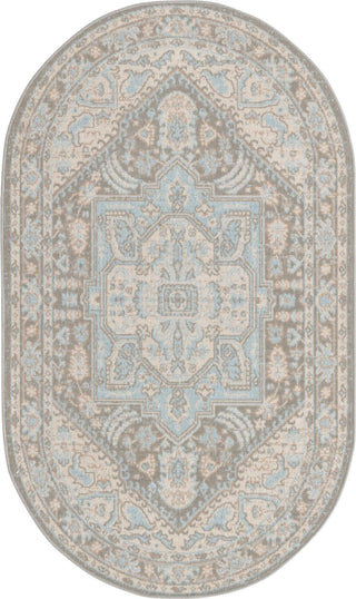 Unique Loom Whitney T-WHIT1 Cloud Gray Area Rug Oval Top-down Image