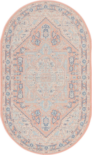 Unique Loom Whitney T-WHIT1 Powder Pink Area Rug Oval Top-down Image