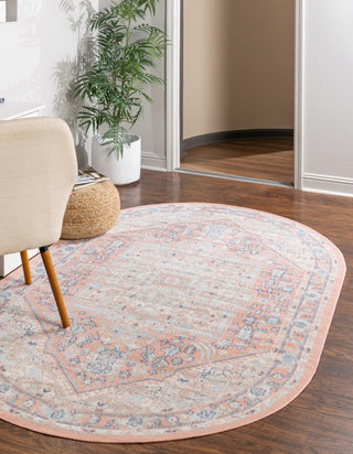 Unique Loom Whitney T-WHIT1 Powder Pink Area Rug Oval Lifestyle Image