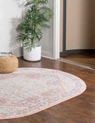 Unique Loom Whitney T-WHIT1 Powder Pink Area Rug Oval Lifestyle Image