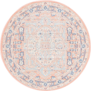 Unique Loom Whitney T-WHIT1 Powder Pink Area Rug Round Top-down Image