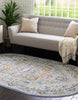 Unique Loom Whitney T-WHIT1 Sky Blue Area Rug Oval Lifestyle Image