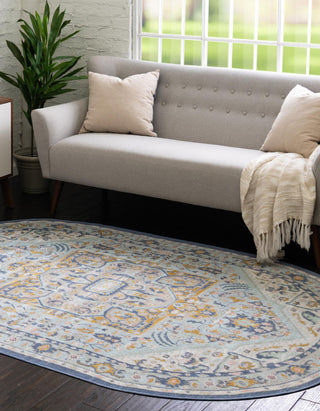 Unique Loom Whitney T-WHIT1 Sky Blue Area Rug Oval Lifestyle Image