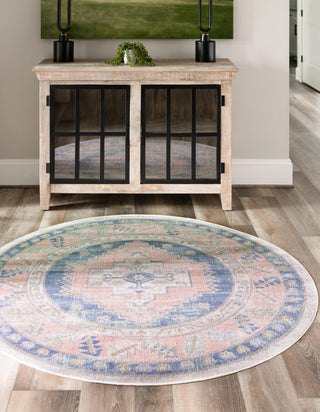 Unique Loom Whitney T-WHIT2 French Blue Area Rug Round Lifestyle Image