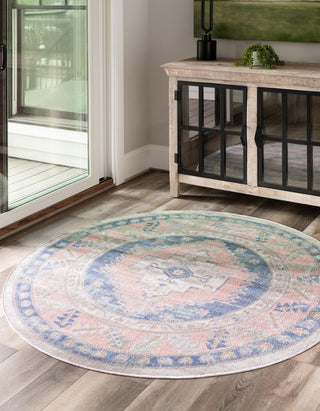 Unique Loom Whitney T-WHIT2 French Blue Area Rug Round Lifestyle Image