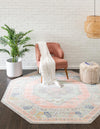 Unique Loom Whitney T-WHIT2 Pink Area Rug Octagon Lifestyle Image Feature
