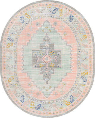 Unique Loom Whitney T-WHIT2 Pink Area Rug Oval Top-down Image