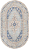 Unique Loom Whitney T-WHIT2 Sky Blue Area Rug Oval Top-down Image