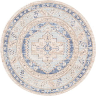 Unique Loom Whitney T-WHIT2 Sky Blue Area Rug Round Top-down Image