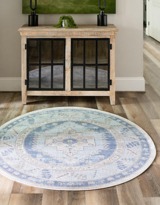 Unique Loom Whitney T-WHIT2 Sky Blue Area Rug Round Lifestyle Image