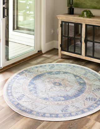 Unique Loom Whitney T-WHIT2 Sky Blue Area Rug Round Lifestyle Image