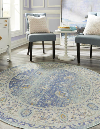 Unique Loom Whitney T-WHIT3 French Blue Area Rug Round Lifestyle Image