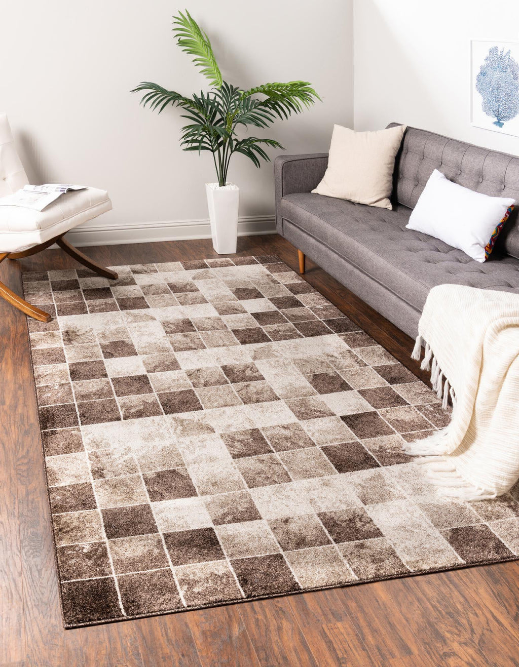 Unique Loom Wildlife T-8962a Light Brown Area Rug Rectangle Lifestyle Image Feature