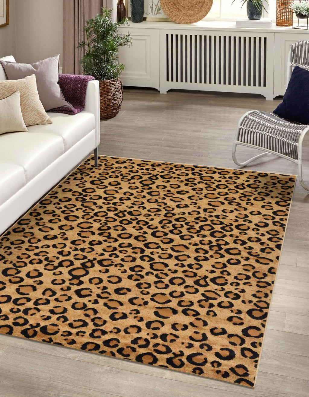 Unique Loom Wildlife T-G297A Light Brown Area Rug Rectangle Lifestyle Image Feature