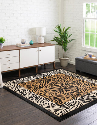 Unique Loom Wildlife T-G305A Light Brown Area Rug Square Lifestyle Image