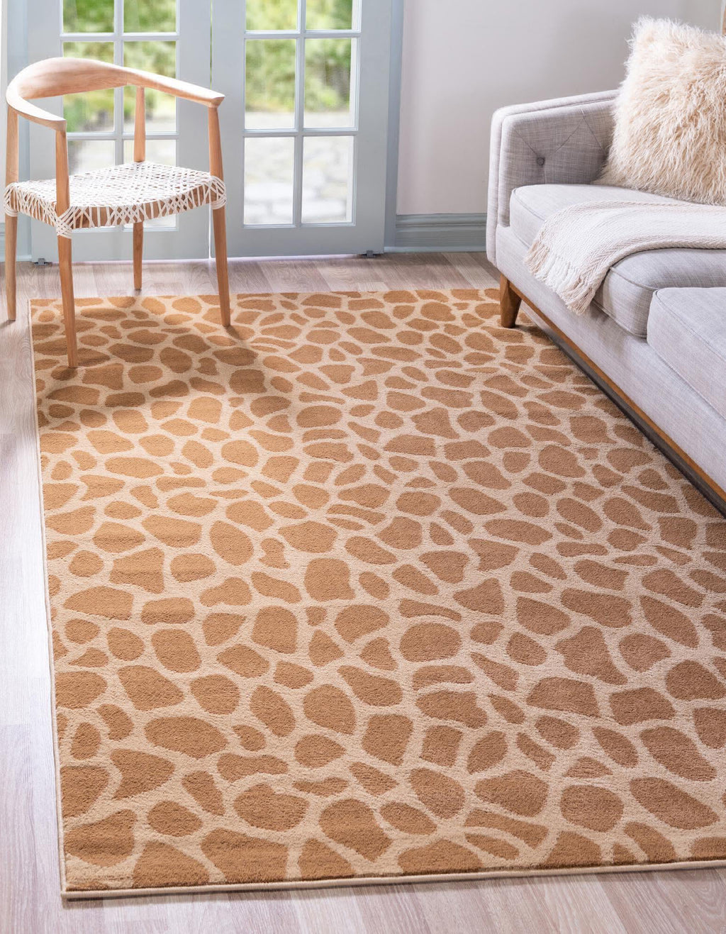Unique Loom Wildlife T-G306A Yellow Area Rug Rectangle Lifestyle Image Feature