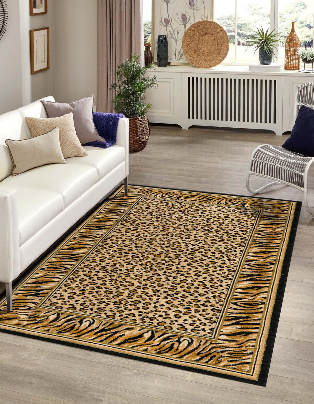 Unique Loom Wildlife T-G307A Light Brown Area Rug Rectangle Lifestyle Image Feature