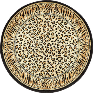 Unique Loom Wildlife T-G307A Light Brown Area Rug Round Top-down Image