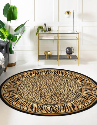 Unique Loom Wildlife T-G307A Light Brown Area Rug Round Lifestyle Image