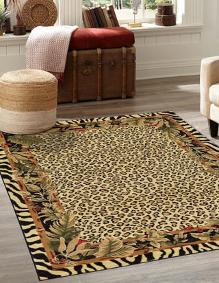 Unique Loom Wildlife T-G308A Cream Area Rug Rectangle Lifestyle Image Feature