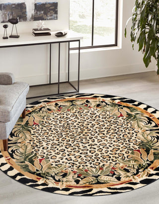 Unique Loom Wildlife T-G308A Cream Area Rug Round Lifestyle Image