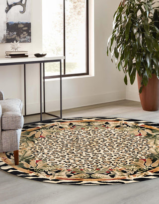 Unique Loom Wildlife T-G308A Cream Area Rug Round Lifestyle Image