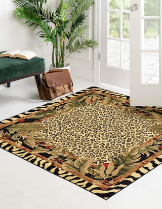 Unique Loom Wildlife T-G308A Cream Area Rug Square Lifestyle Image