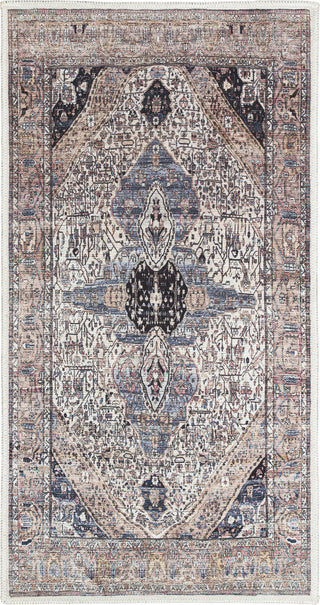 Nourison Brilliance Machine Washable WSB05 Ivory Blue Area Rug Room Image