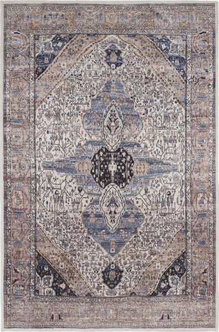 Nourison Brilliance Machine Washable WSB05 Ivory Blue Area Rug Detail Image