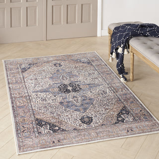 Nourison Brilliance Machine Washable WSB05 Ivory Blue Area Rug Detail Image