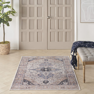 Nourison Brilliance Machine Washable WSB05 Ivory Blue Area Rug Detail Image