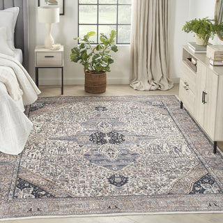 Nourison Brilliance Machine Washable WSB05 Ivory Blue Area Rug Room Image