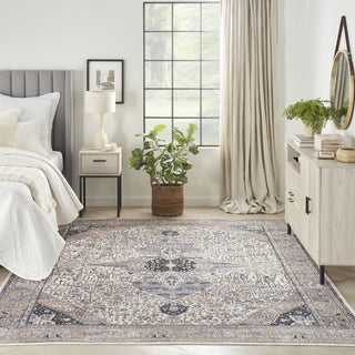 Nourison Brilliance Machine Washable WSB05 Ivory Blue Area Rug Room Image