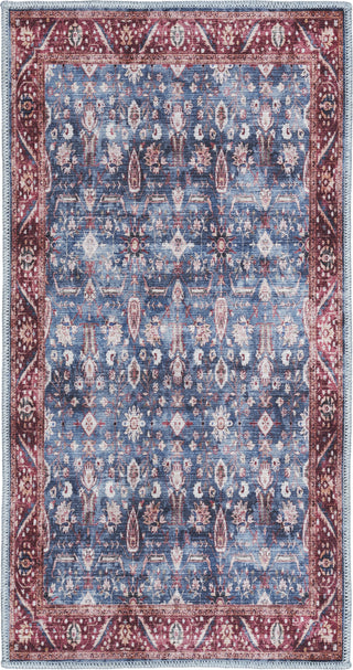 Nourison Brilliance Machine Washable WSB06 Blue/Brick Area Rug Room Image