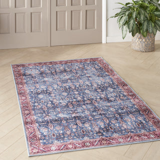 Nourison Brilliance Machine Washable WSB06 Blue/Brick Area Rug Detail Image