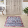 Nourison Brilliance Machine Washable WSB06 Blue/Brick Area Rug Detail Image