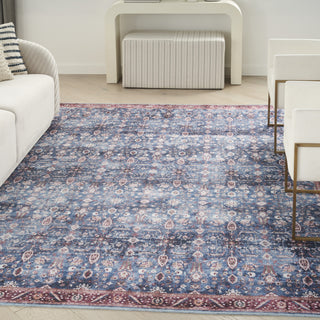 Nourison Brilliance Machine Washable WSB06 Blue/Brick Area Rug Room Image