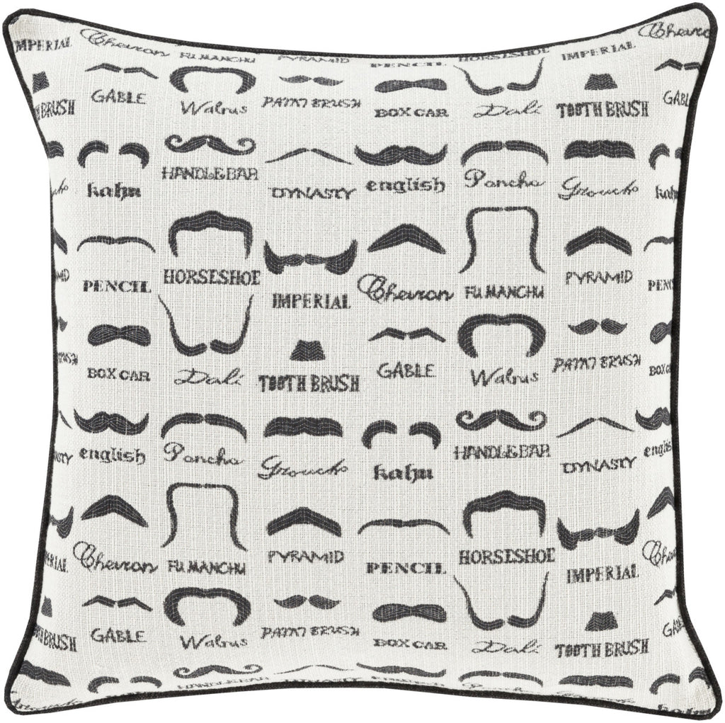 Surya Wax That Stache Mustache WTS-001 Pillow by Mike Farrell