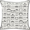Surya Wax That Stache Mustache WTS-001 Pillow by Mike Farrell 20 X 20 X 5 Poly filled