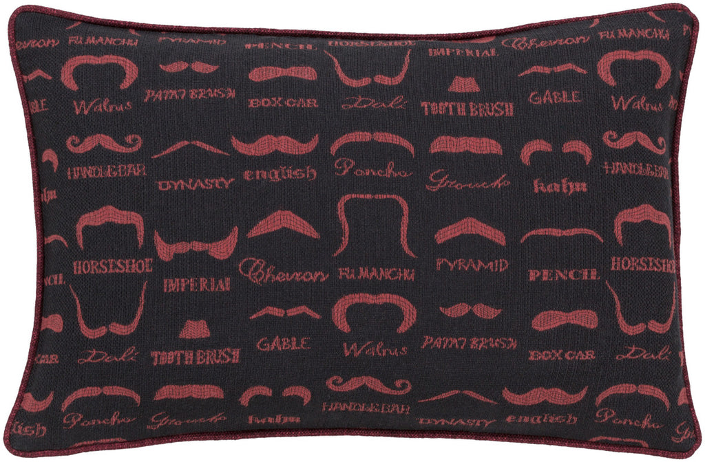 Surya Wax That Stache Mustache WTS-002 Pillow by Mike Farrell 13 X 19 X 4 Poly filled