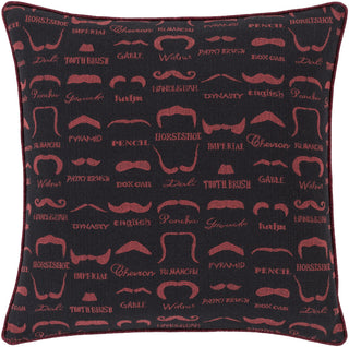 Surya Wax That Stache Mustache WTS-002 Pillow by Mike Farrell 20 X 20 X 5 Poly filled