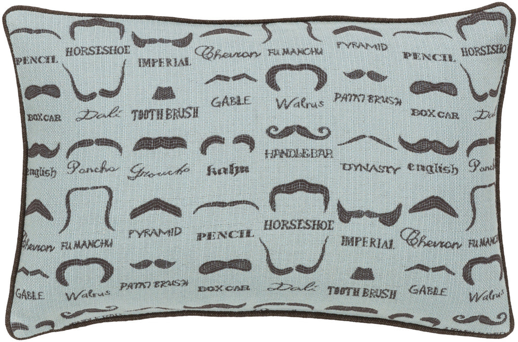 Surya Wax That Stache Mustache WTS-003 Pillow by Mike Farrell 13 X 19 X 4 Poly filled