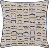 Surya Wax That Stache Mustache WTS-004 Pillow by Mike Farrell 22 X 22 X 5 Poly filled