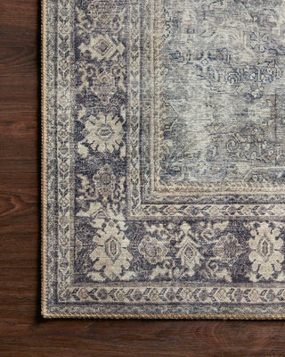 Loloi II Wynter WYN-07 Grey / Charcoal Area Rug Corner On Wood