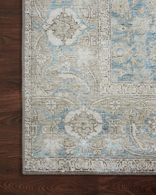 Loloi II Wynter WYN-10 Ocean/Silver Area Rug Corner On Wood